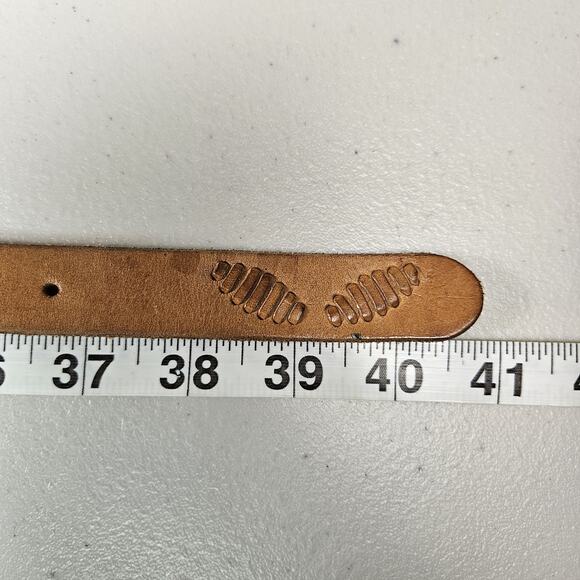 J.Crew Womens Tooled Leather Belt Stitched Accent Western Casual Boho Cowgirl M - Picture 14 of 15